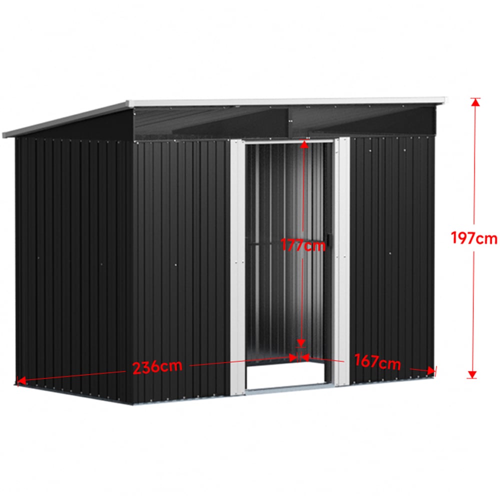 H&O Direct 8.5 x 6ft Black Metal Pent Garden Shed Image 5