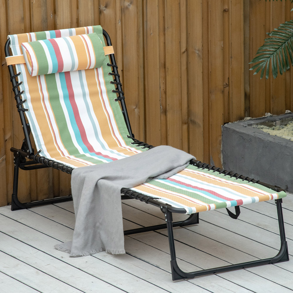 Outsunny Multicoloured Reclining Foldable Sun Lounger Image 1