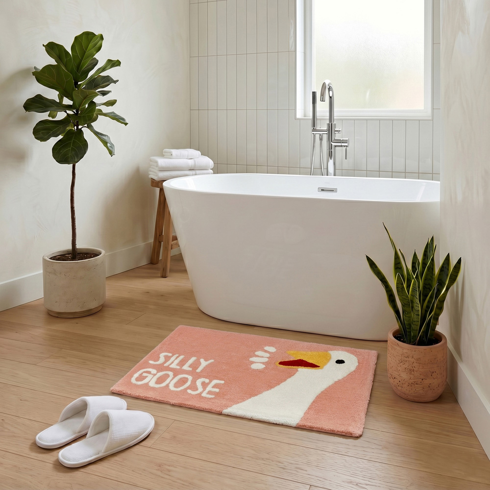 Allure Bath Fashions Blush Silly Goose Slogan Non-Slip Bath Mat 50 x 80cm Image 5