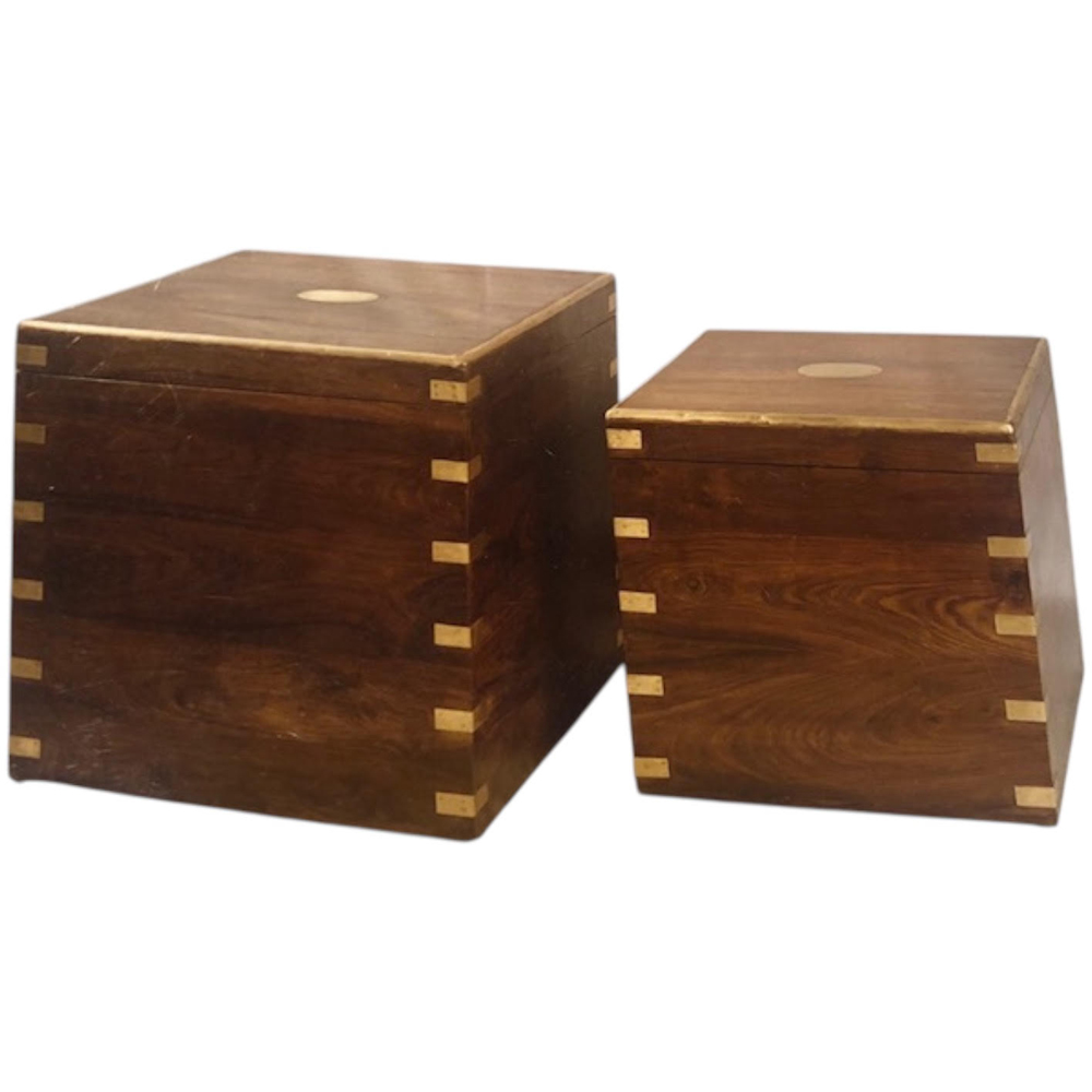 Acacia Home Brown Wooden Chests 45cm Set of 2 Image 2
