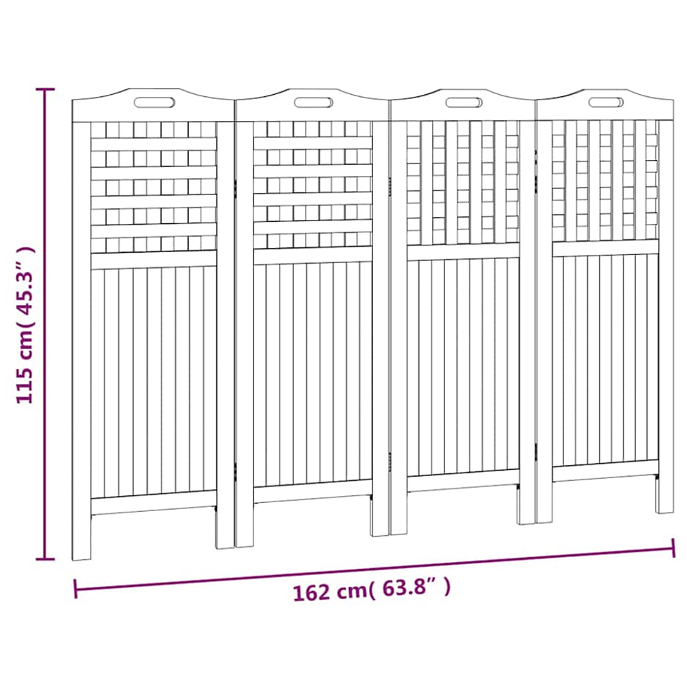 vidaXL 4 Panel Brown Acacia Wood Room Divider 115 x 2 x 162cm Image 8