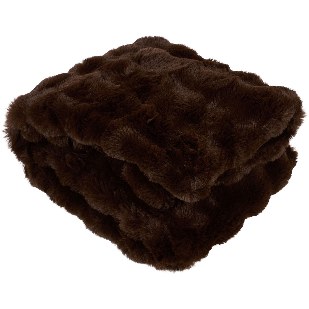 Meribel Faux Fur Plush Throw Chocolate Image 8