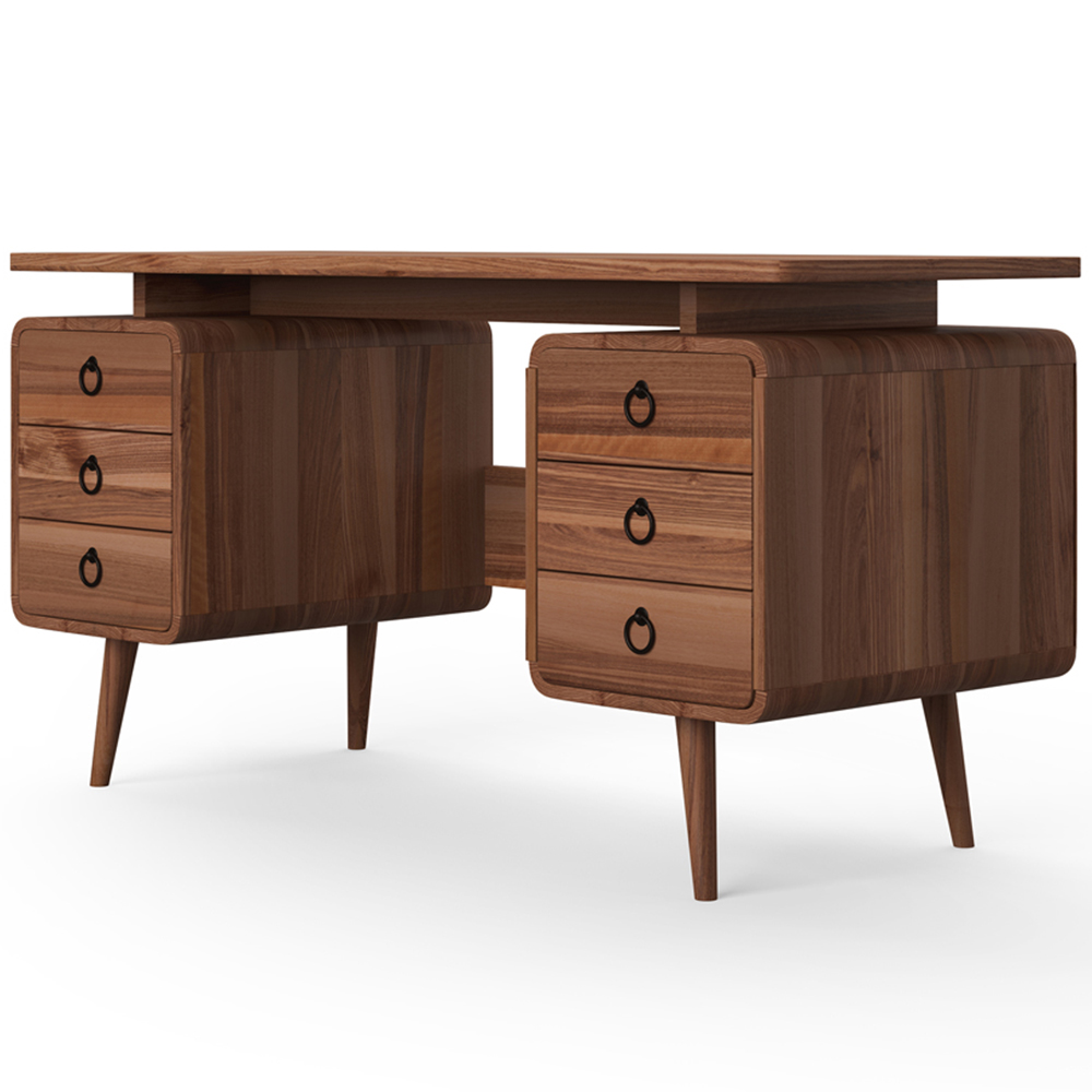 Dorel Somerset 6 Drawer Brown Office Desk Image 2