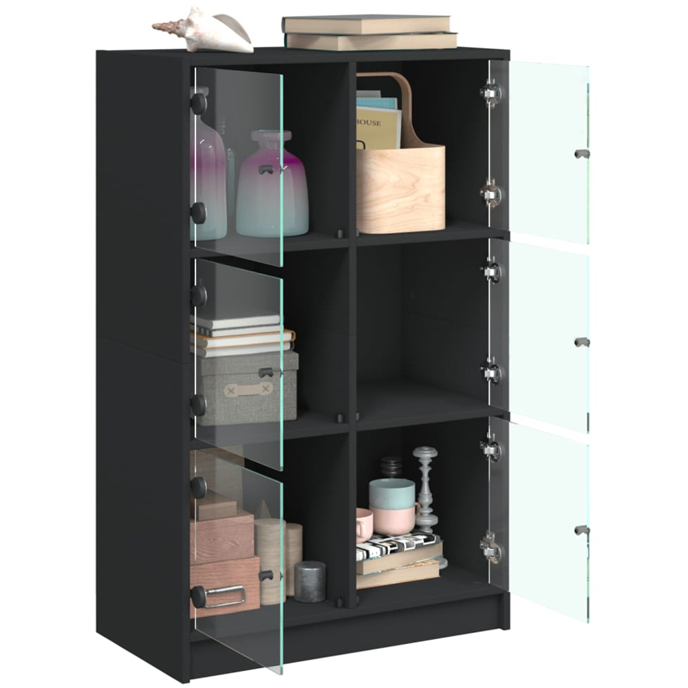 vidaXL 6 Door Black Narrow Highboard Image 4