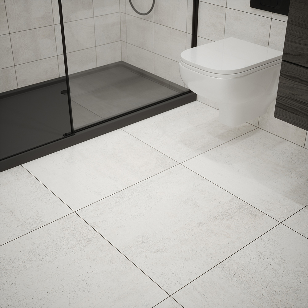 Johnson Tiles Ashlar Weathered White Grip Floor Tile 600 x 600mm 6 x 4 Pack Image 1