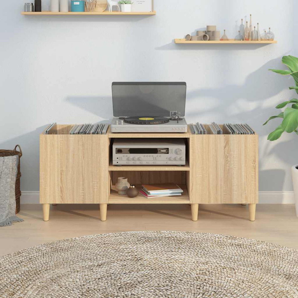 vidaXL 2 Shelf Sonoma Oak Wide Record Cabinet Image 7