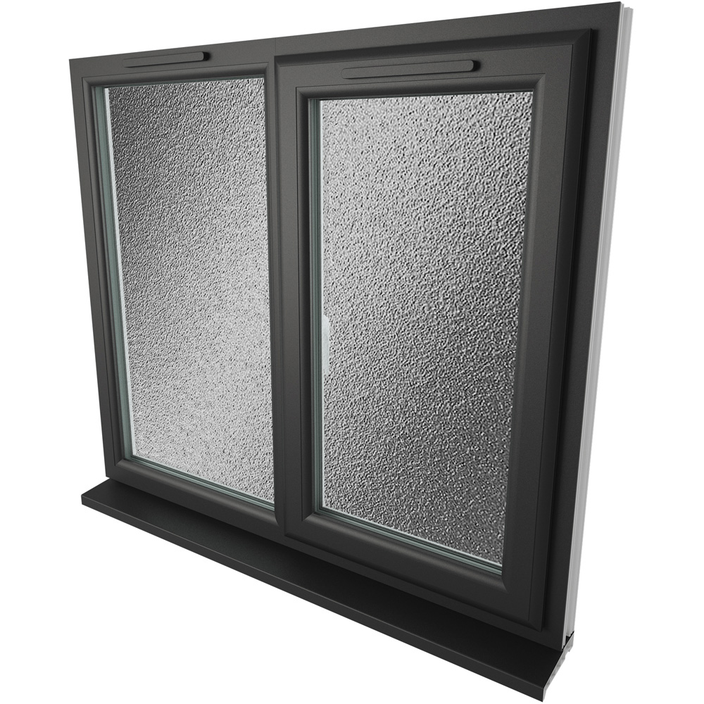 Crystal Black and White RH Side Hung Next to a Fixed Obscure Triple Glazed Window 1190 x 1190mm Image 4