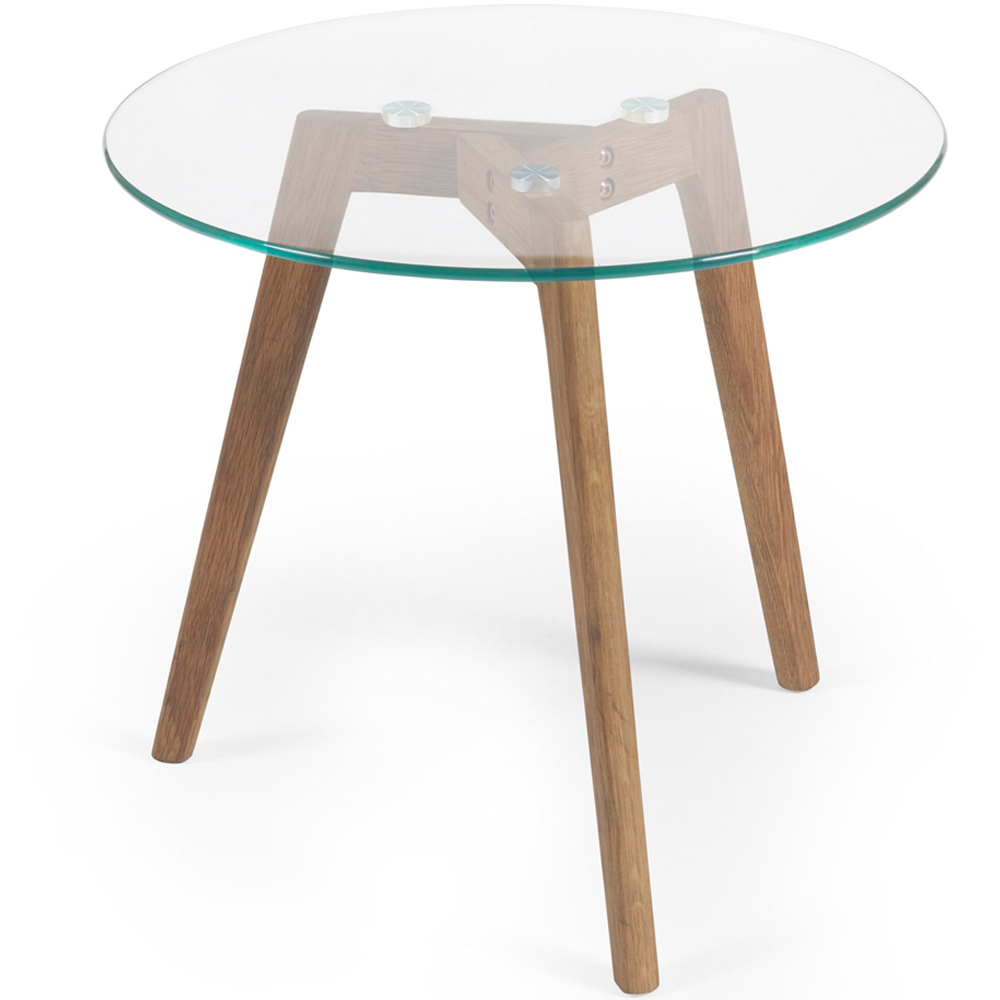 Julian Bowen Bryant Oak Base and Tempered Glass Nest of Tables Set of 2 Image 3