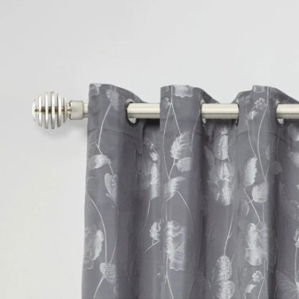 New Edge Blinds Geneva 160-300cm Extendable Brushed Silver Eyelet Metal Curtain Pole Set Image 2