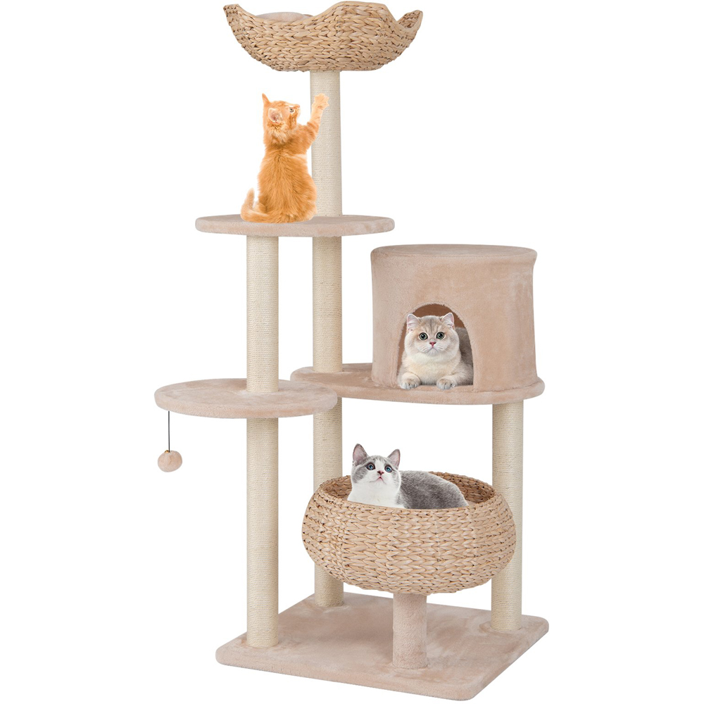 Costway Beige Cat Tree with Sisal Scratching Posts 146cm Wilko