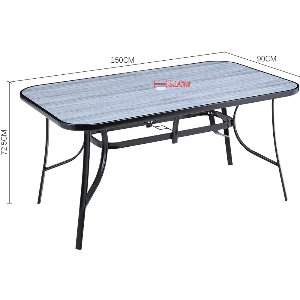 Living and Home 4 Seater Black Wood Grain Rectangular Patio Set Image 9