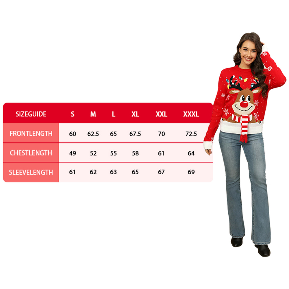 Noel Square Reindeer Scarf Crew Neck Christmas Jumper Large Multicolour Image 3