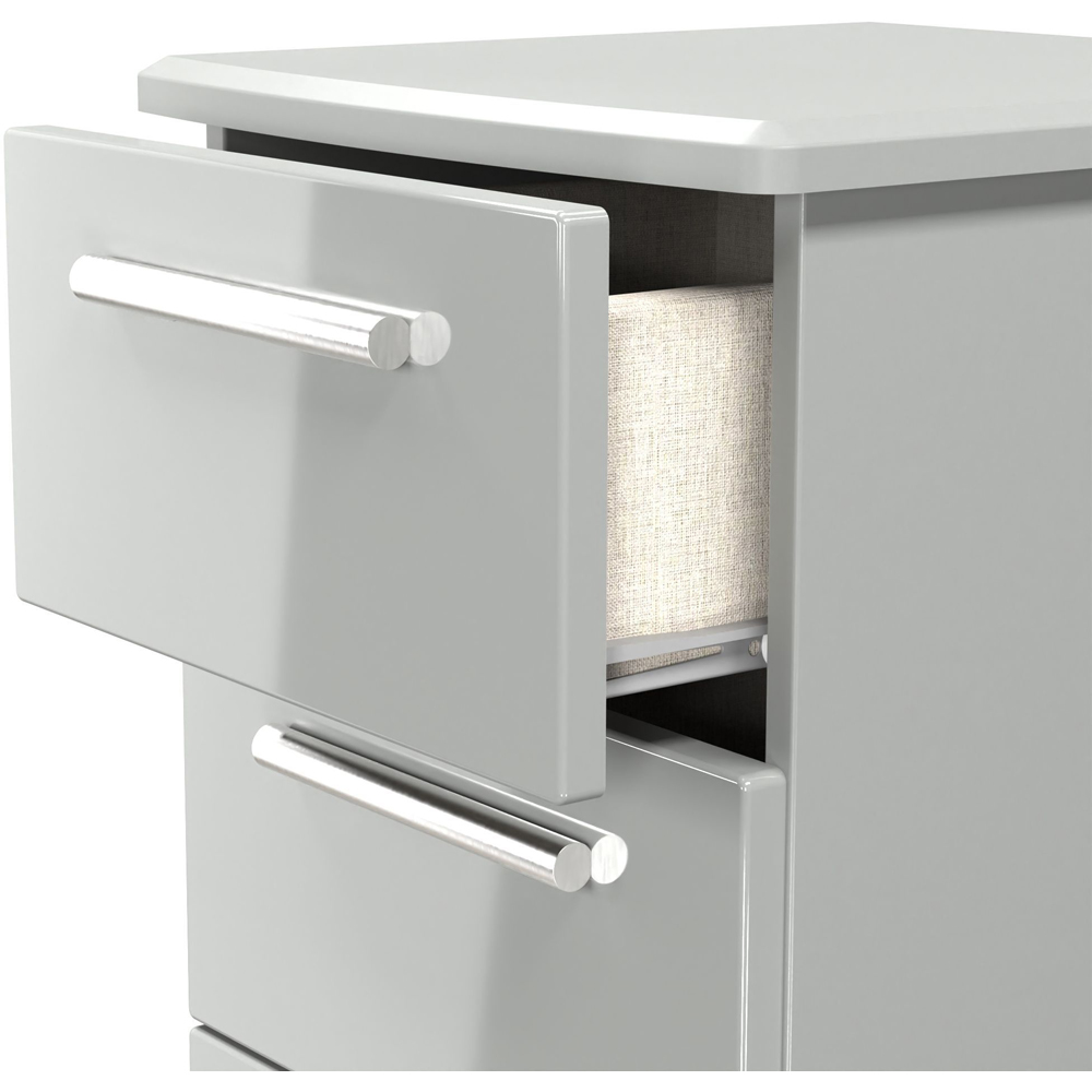 Crowndale Knightsbridge 5 Drawer Grey Gloss and Dusk Grey Tall Bedside Cabinet Ready Assembled Image 6