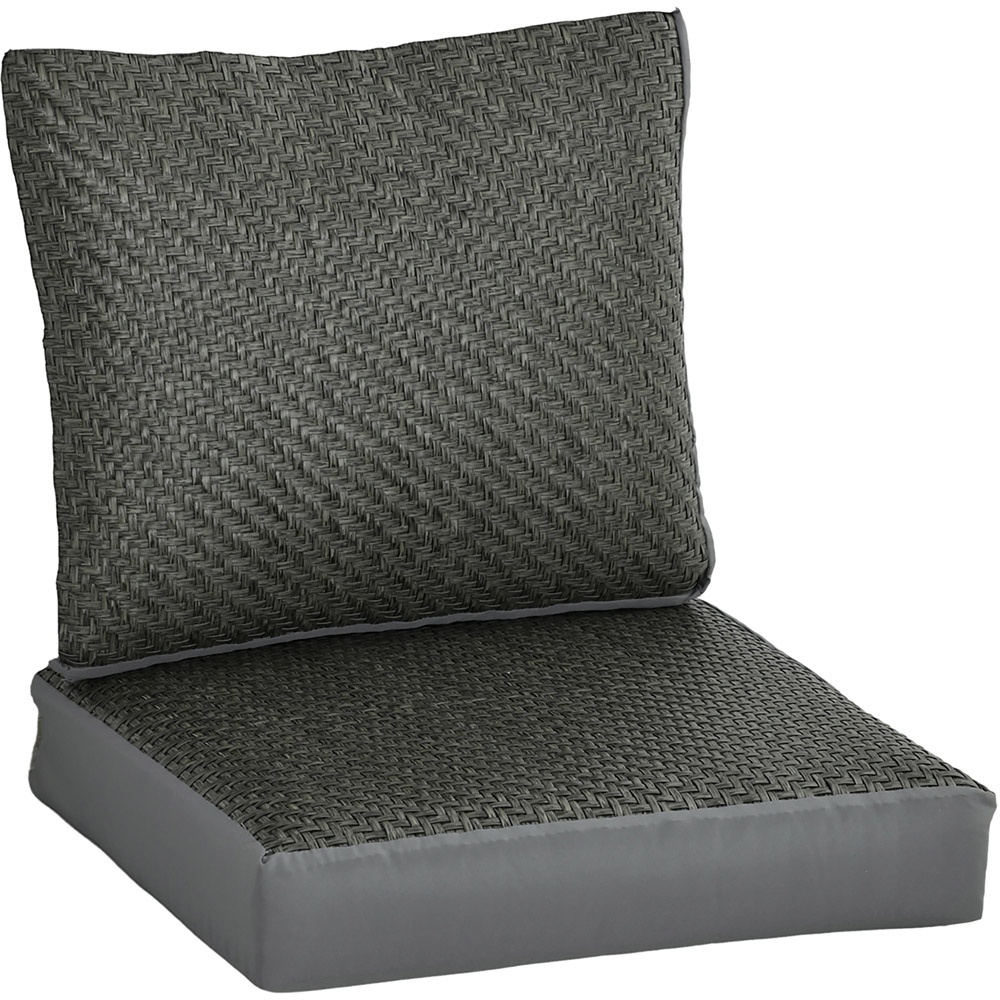 Outsunny Grey PE Rattan Back and Seat Replacement Cushion Set Image 1