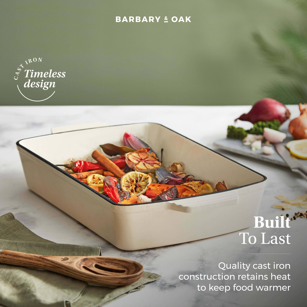 Barbary & Oak 39cm Camembert Cream Cast Iron Roaster Image 4