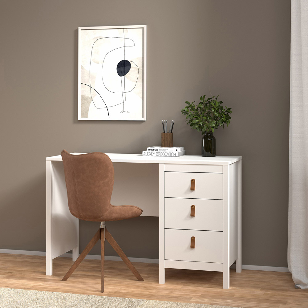 Florence Barcelona 3 Drawers Desk White Image 6