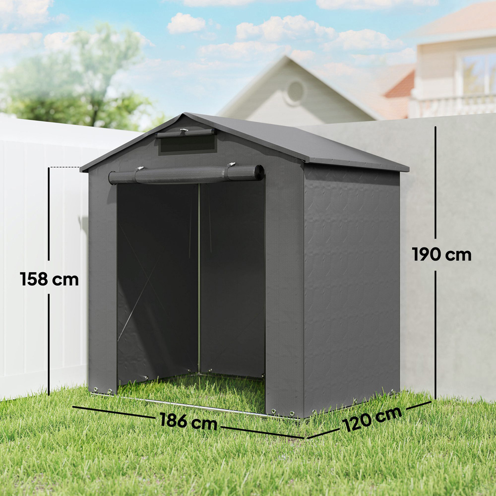 Outsunny 6 x 4ft Dark Grey Garden Bike Storage Shed Image 9
