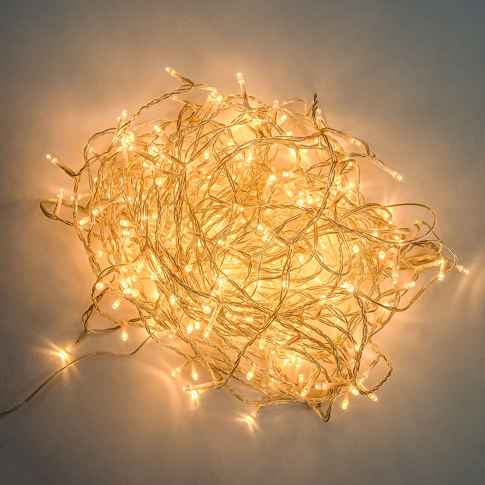 The Christmas Centre 240 Warm White LED Multifunction Clear Cable String Light 28m Image 1