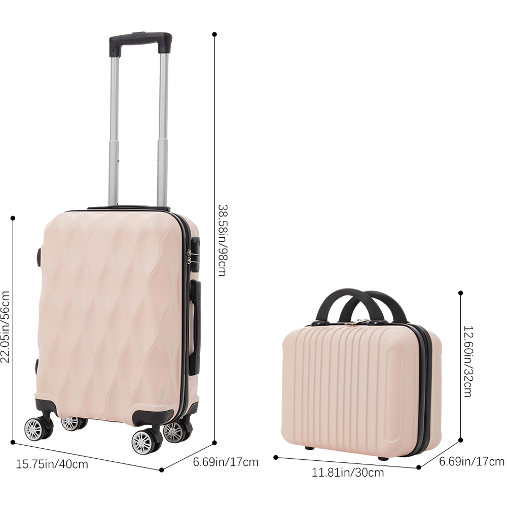 H&O Direct 2 Piece Pink ABS Suitcase Set with Makeup Case Image 8