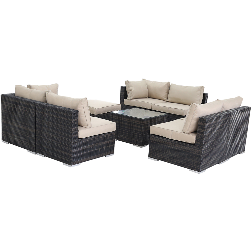 Furniture One 7 Seater Brown Patio Corner Sofa Set Image 6