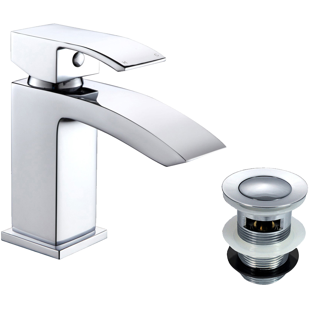 Nes Home Nexa Modern Chrome Basin Sink Mono Mixer Tap with Waste Image 1
