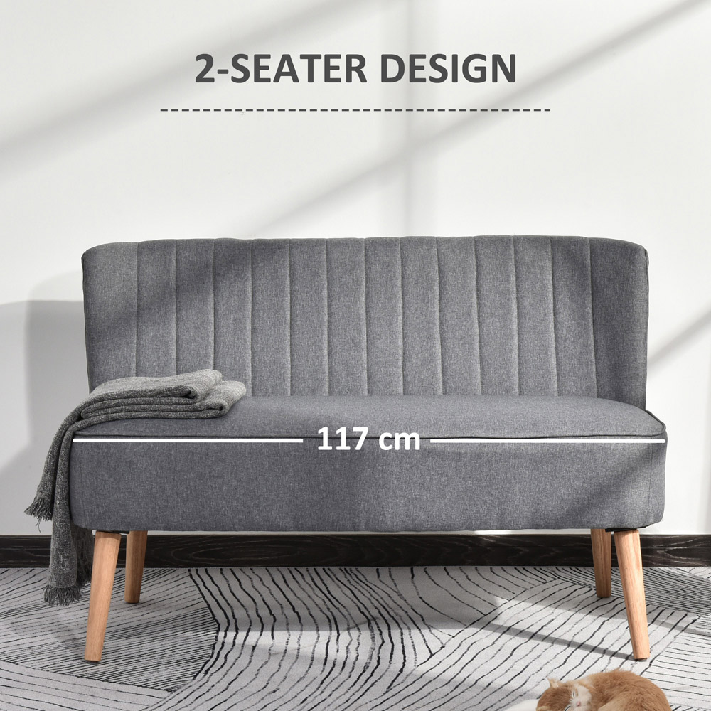 Portland 2 Seater Grey Loveseat Sofa Image 6