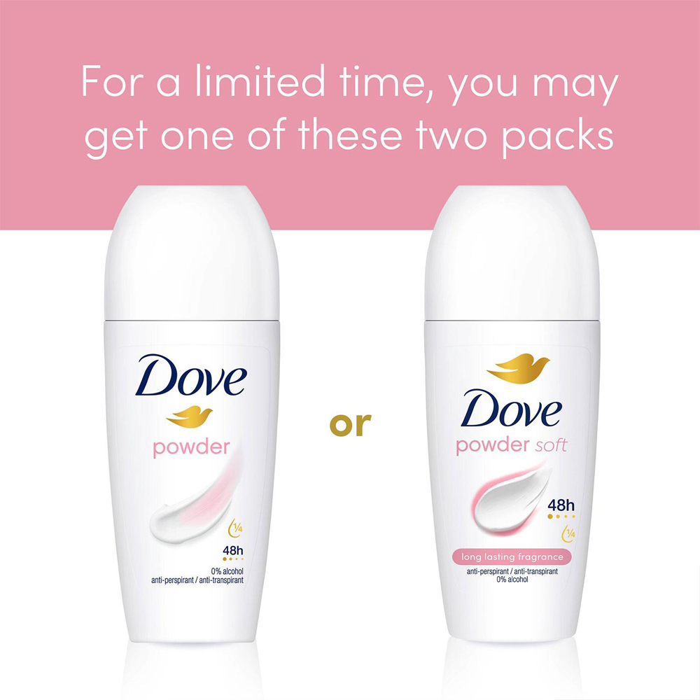 Dove Powder Soft Anti-Perspirant Roll On 50ml 12 Pack Image 5