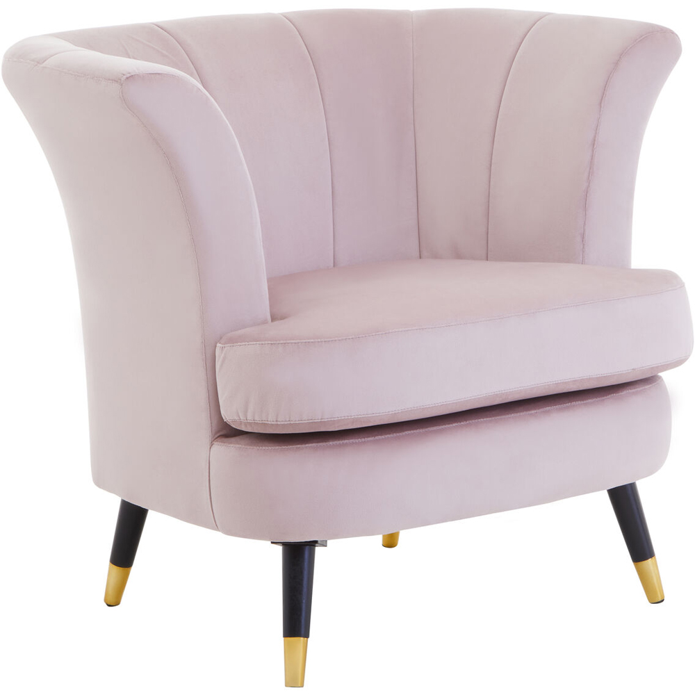 Premier Housewares Loretta Dusky Pink Velvet Curved Accent Chair Image 2