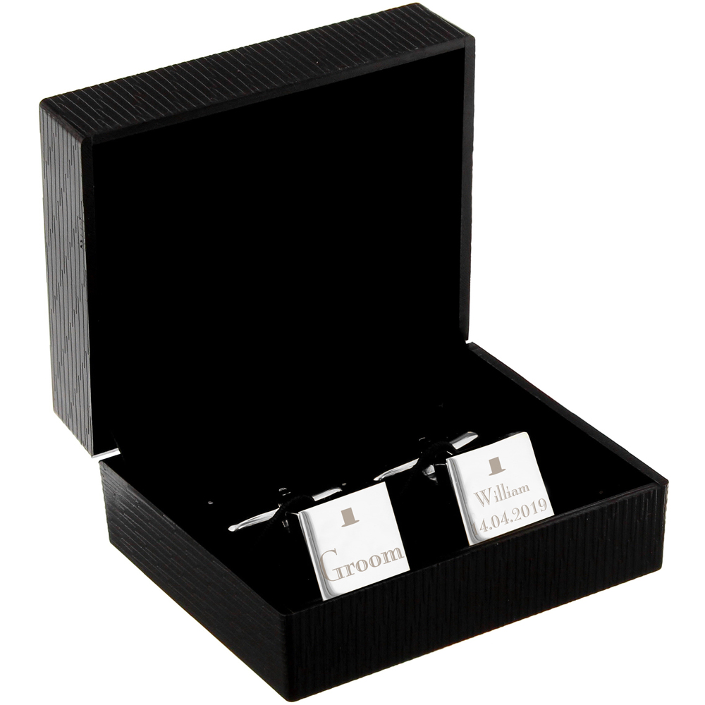 Personalised Memento Personalised Wedding Groom Square Cufflink Image 3