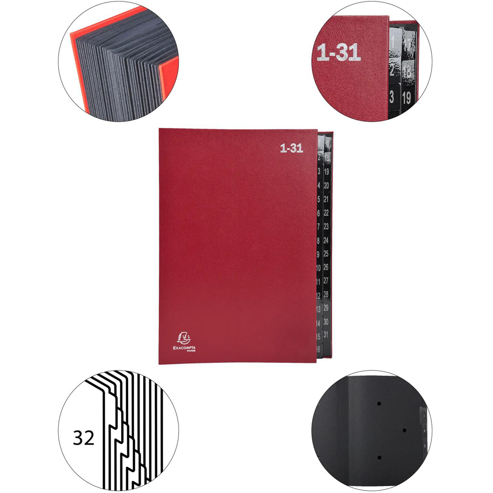 Exacompta 32 Sections Red A4 Multi Part File 6 Pack Image 7