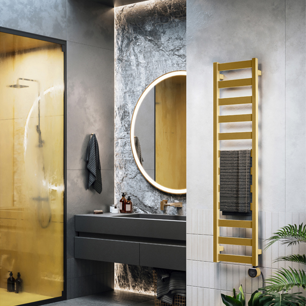 Terma Vivo Brass Electric Towel Rail with VEO Element Controller 1390 x 300mm Image 2