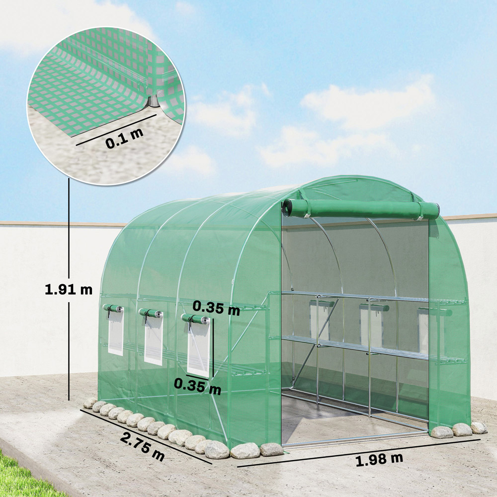 Outsunny Green PE 9 x 6.4ft Portable Walk-In Greenhouse Image 9