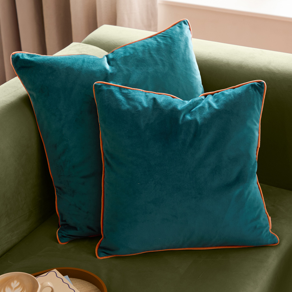 Furn Meridian Teal and Tiger Velvet Cushion 45 x 45cm Image 5