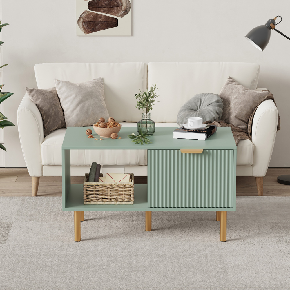 FurnitureHMD Single Drawer Single Shelf Green Coffee Table Image 4