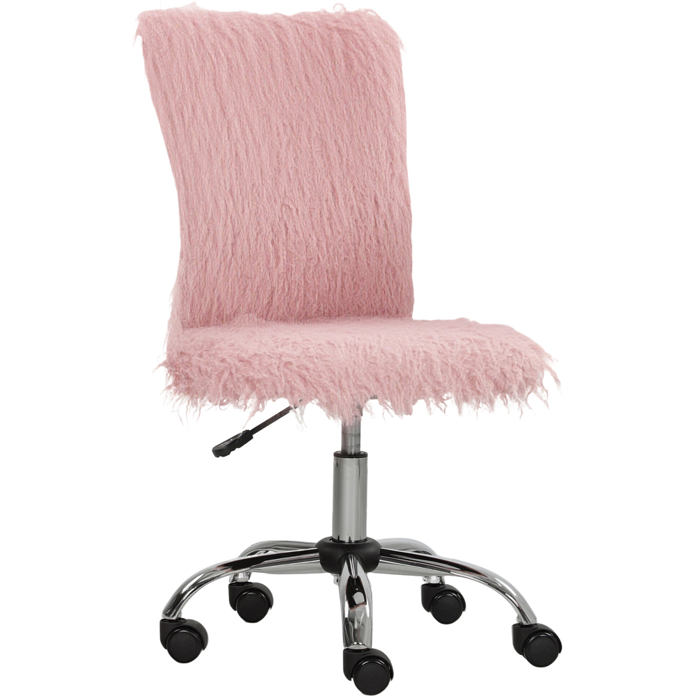 HOMCOM Pink Swivel Armless Makeup Vanity Chair Image 2