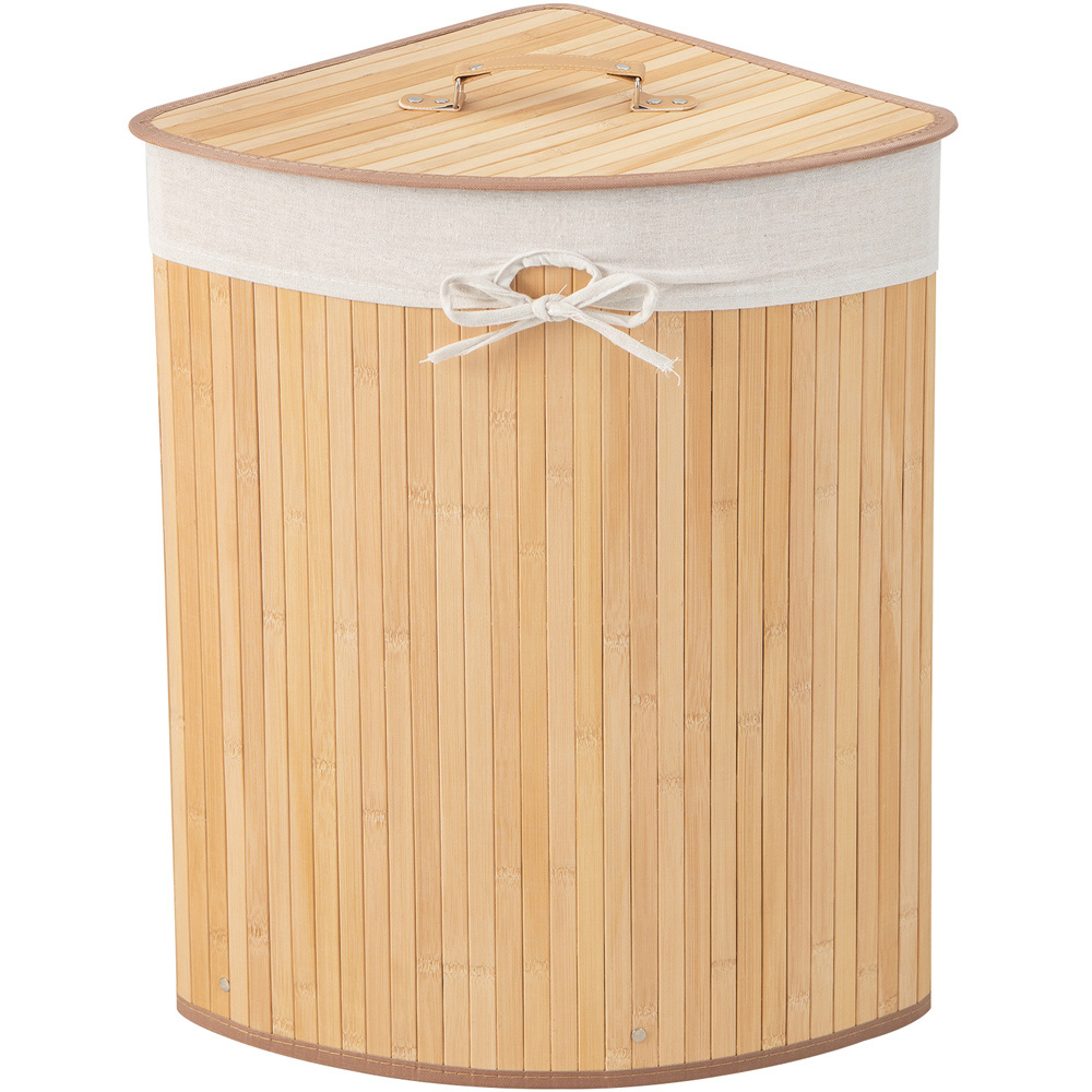 Costway Natural Laundry Hamper with Lid Image 1