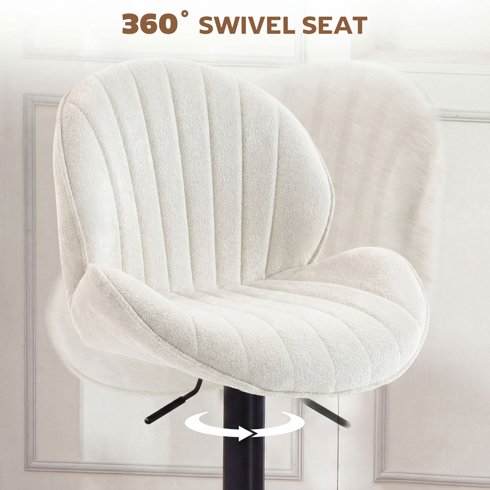 Portland Cream Chenille Swivel Bar Stools Set of 2 Image 5