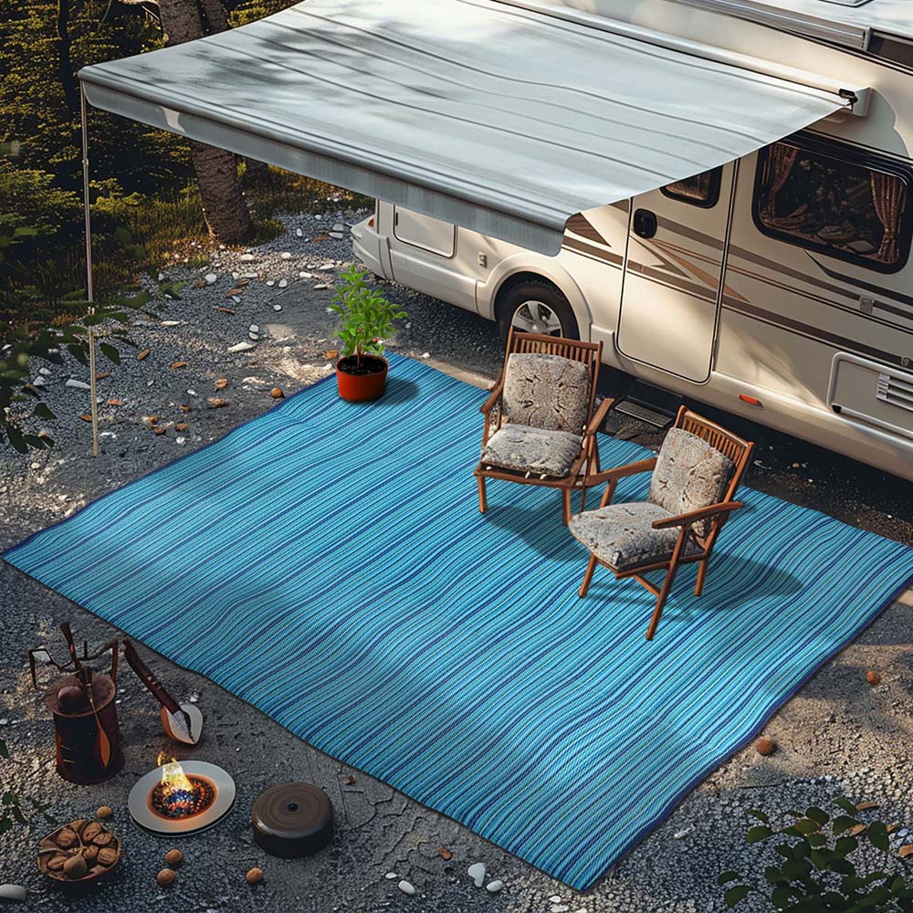 Green Decore Weaver Turquoise Blue Green Camping and Picnic Rug 180 x 270cm Image 7