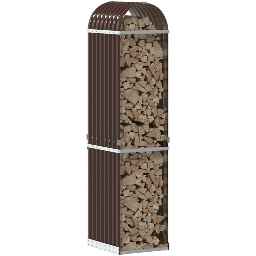 vidaXL Brown Galvanised Steel Firewood Log Holder 170 x 40 x 45cm Image 2
