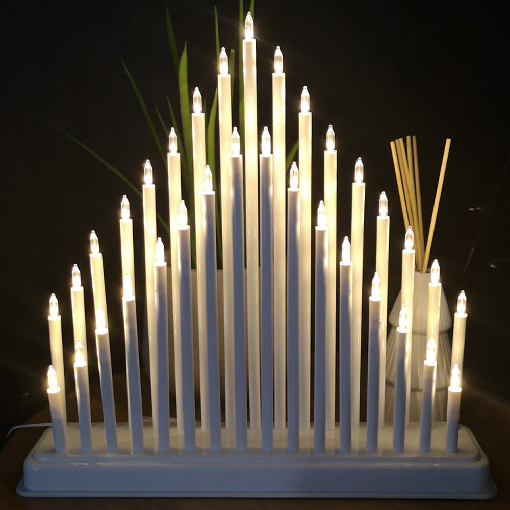 Samuel Alexander Warm White LED White Candle Bridge Christmas Decoration 34cm Image 1