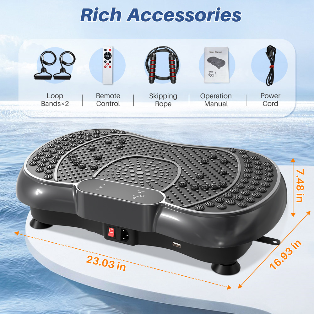 Rattrix Black Vibration Plate Exercise Machine with Bluetooth Speaker and LED Display Image 9