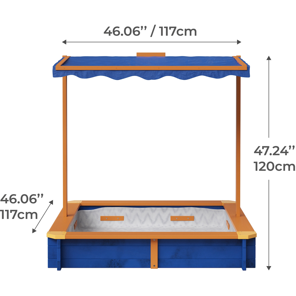 Teamson Kids Blue Wooden Outdoor Summer Sand Box Image 8