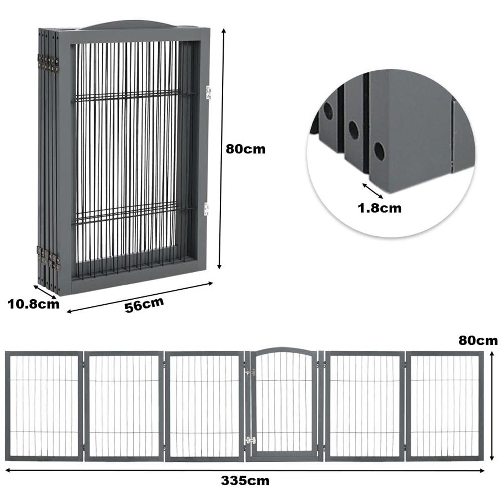 H&O Direct 6 Panel Grey Freestanding Wooden Foldable Pet Playpen Image 4
