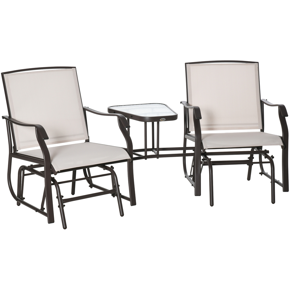 Outsunny Beige Double Garden Glider Rocking Chairs Image 2