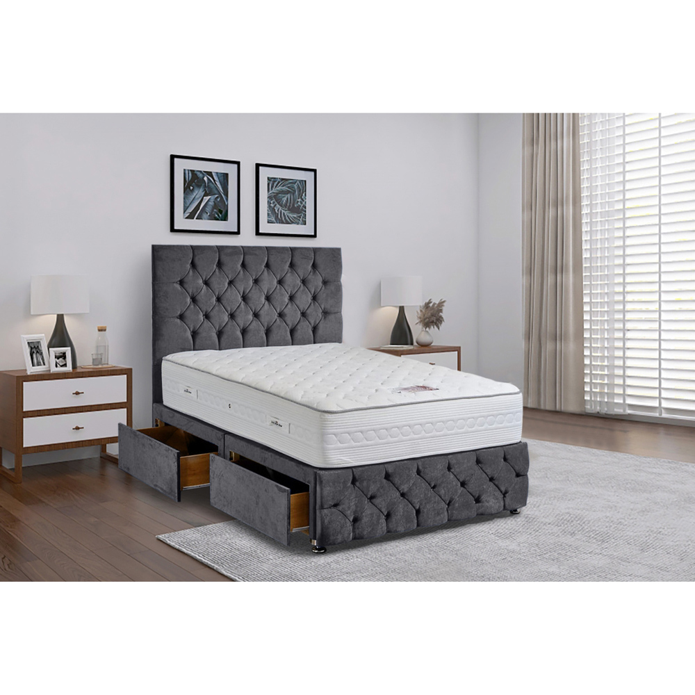 Eleganza Home Comfyzone Single Steel Plush Divan Bed with Chesterfield Headboard Image 2