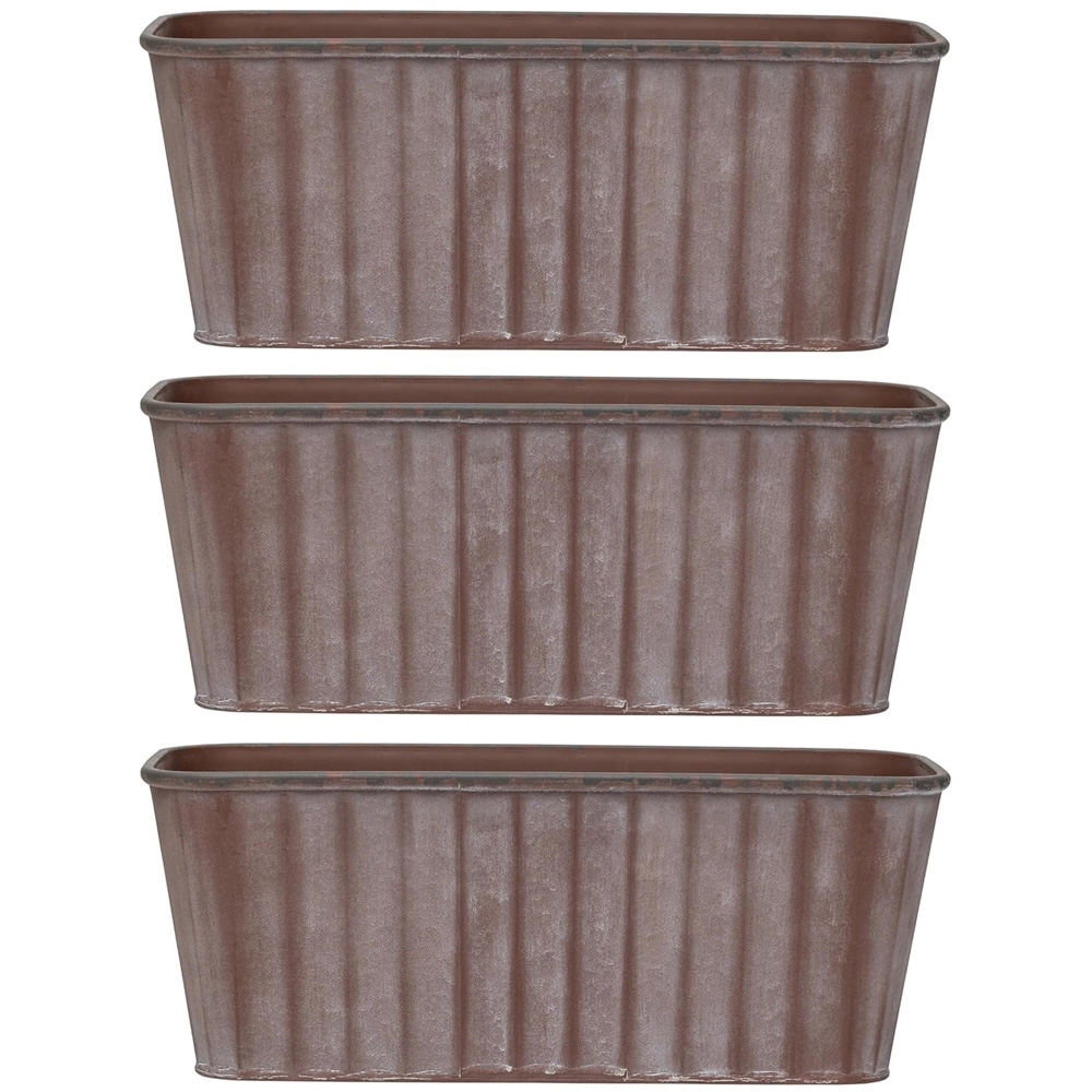Garden Gear Effect Rust Trough Metal Planter 38cm 3 Pack Image 1