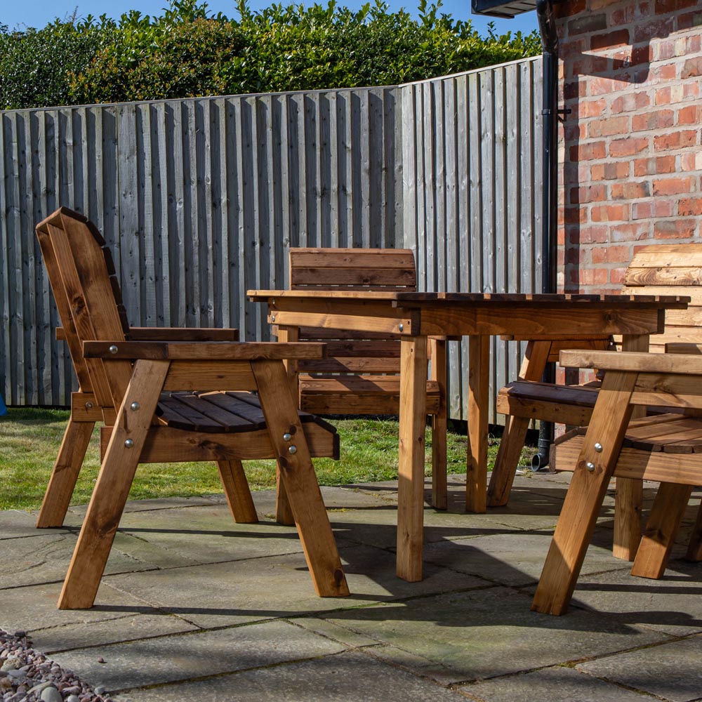 Samuel Alexander Handmade 6 Seater Chunky Rustic Wooden Garden Furniture Set Image 5