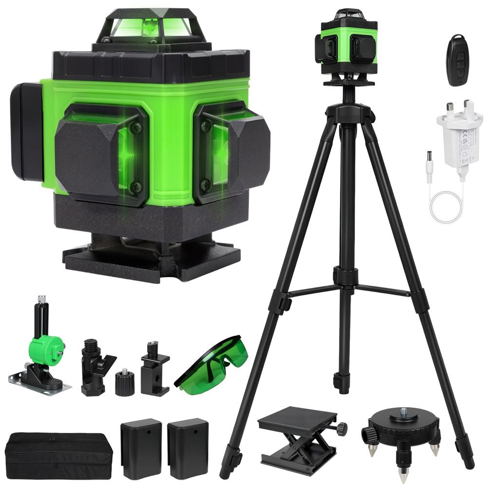 Traderight HW0308-UK 4D Green Cross Line Self-Levelling Laser with Tripod and Accessories Image 3