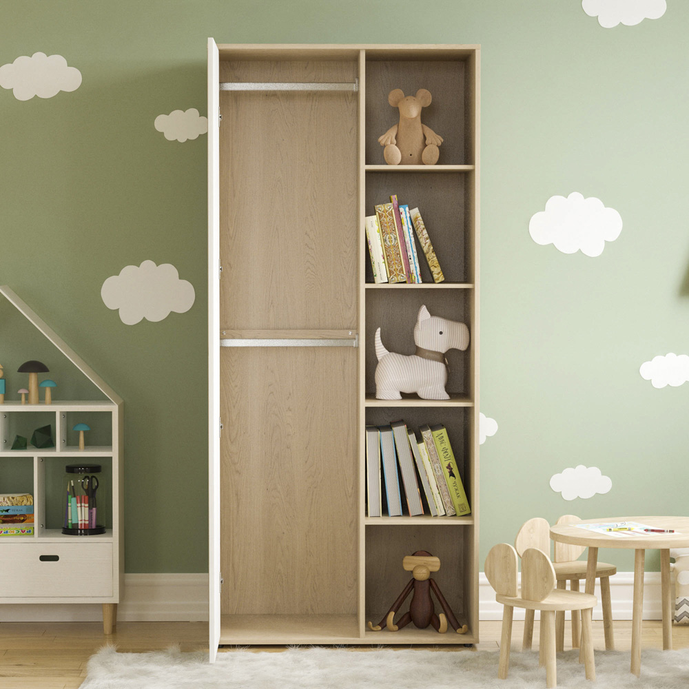 Junior Vida Neptune Single Door White and Oak Wardrobe Image 6