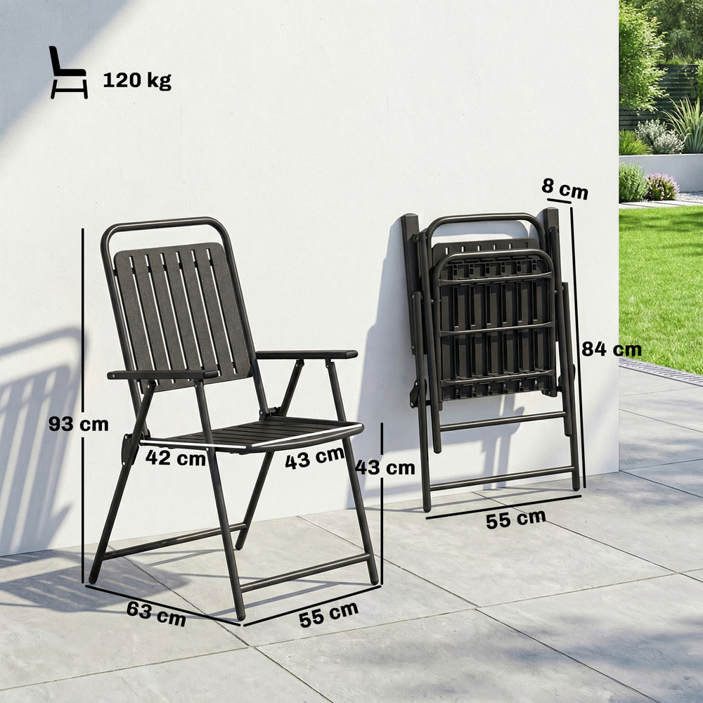 Outsunny Set of 4 Black Plastic Foldable Garden Chair Image 8